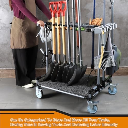 Heavy-Duty Garden Tool Organizer Cart Ideal for Gardening, Upgraded 5-Inch Wh...