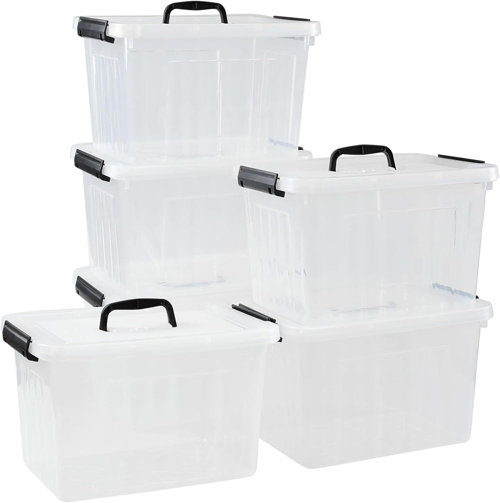 12 Quart Storage Box with Handle, 6 Pack Latching Container Bin