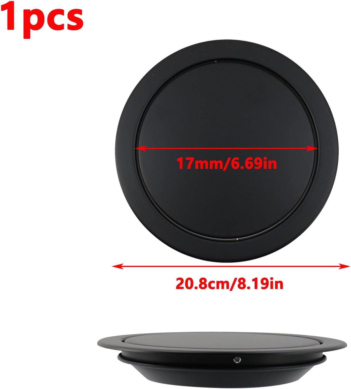 Antrader Built-in Countertop Trash Bin Waste Lid Balance Flap Cover,Round Recessed Countertop Flap Lid Trash Bin for Restaurant Home Hotel Kitchen,Black (1Pcs)
