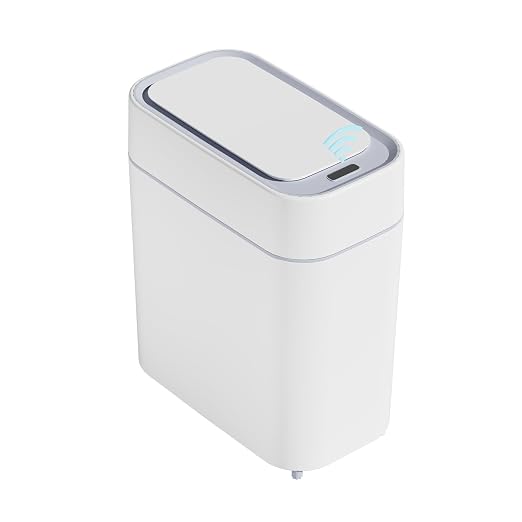 Bathroom Trash Can with Lid: 2.3 Gal Small Slim Motion Sensor Wastebasket - Image 9