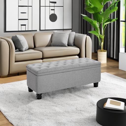 SONGMICS Storage Ottoman, Storage Bench, Tufted Entryway Bedroom Bench - Image 6