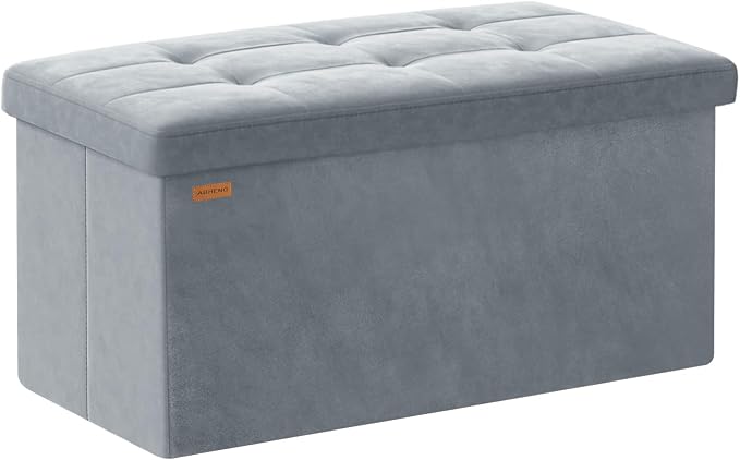 Folding Storage Ottoman, Velvet Storage Bench, Removable Divider, by Liveinacomfortablehome