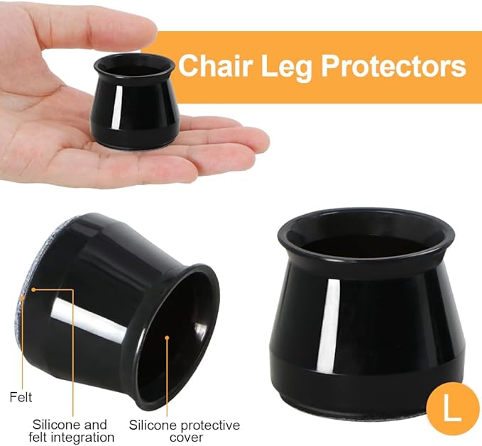 32 Pcs Chair Leg Protectors for Hardwood Floors, Silicone Felt Furniture Leg - Image 3
