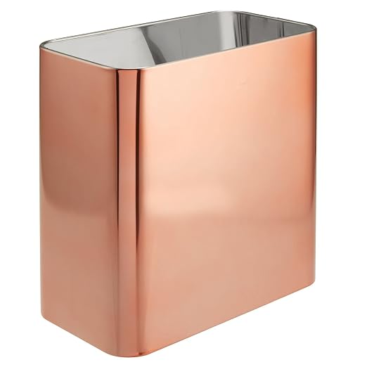 mDesign Small Metal 2.4 Gallon/9 Liter Trash Can Wastebasket Garbage Bin by mDesign