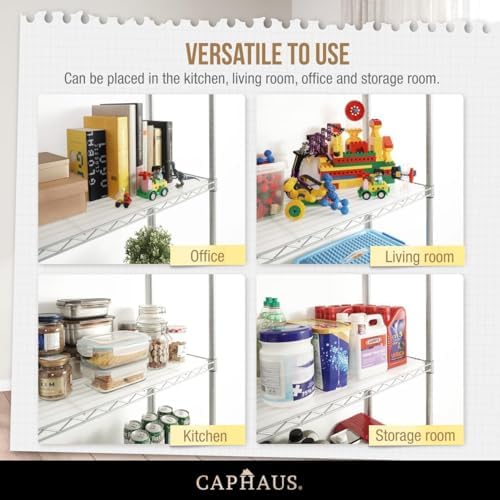 CAPHAUS NSF Silver Adjustable Shelves Metal Wire Shelving Unit w/Liners, Kitc...