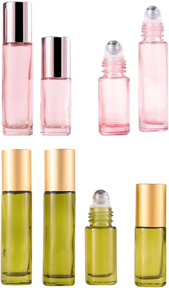 10 Pack Glass Essential Oil Roller Bottle, 10ml Pink GlassRoller Bottles - Image 4