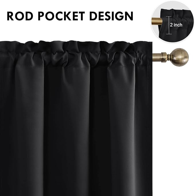 DWCN Black Short Blackout Curtains - Image 3