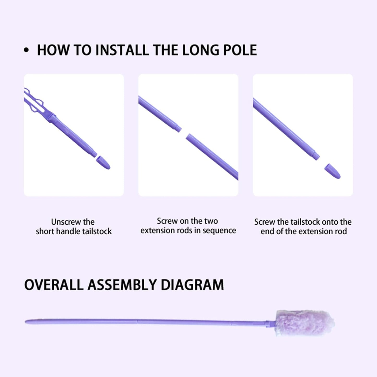 30 Disposable 360° Multi-Surface Duster Refills, Rugged Compatible with Swiffer Duster Refills (30 Duster Refills + 1 Short Handle + 1 Extendable Handle)
