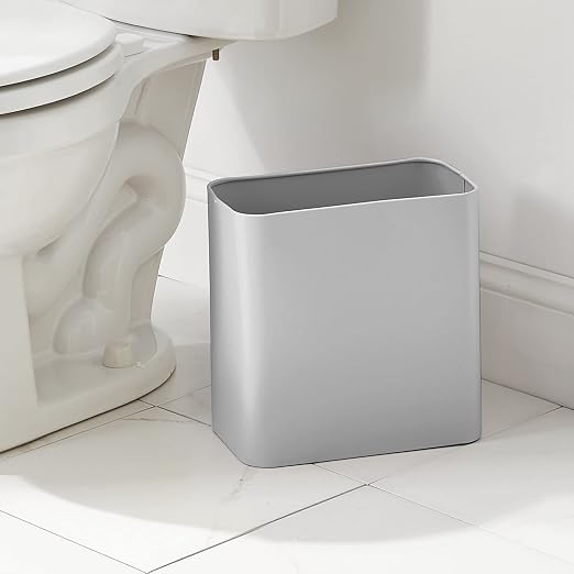 mDesign Small Metal 2.4 Gallon Trash Can Wastebasket Garbage Bin - Image 2
