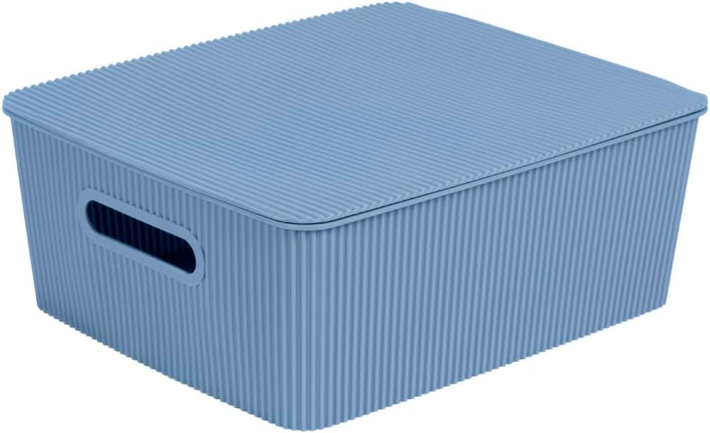 Glad Storage Baskets with Lids - Set of 4 Stackable Plastic Boxes with Handle...