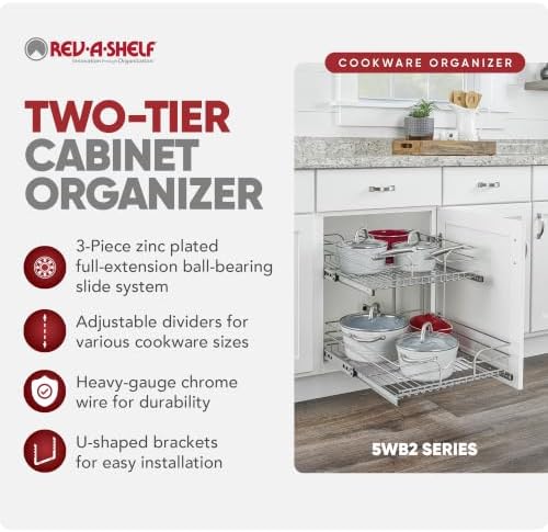Rev-A-Shelf Pullout Organizer for Cabinets, Min Opening Width of 18"