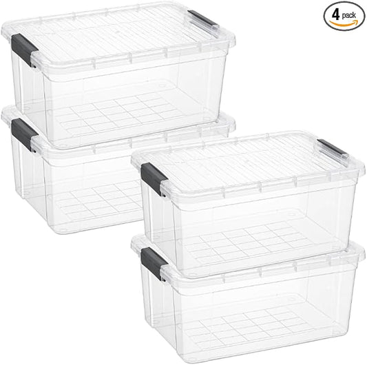 Superio Storage Bins with Lids, Stackable Totes, BPA Free, Odor Free, Organizer by Superio