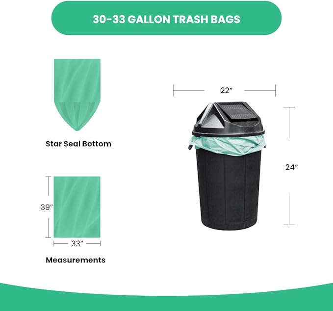 Reli. Compostable 33 Gallon Trash Bags | 80 Count Bulk | ASTM D6400 | Green | - Image 4
