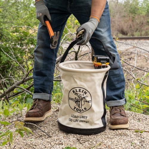 Klein Tools 5109SLR Canvas Bucket, All-Purpose Tool Bucket with Plastic Botto...