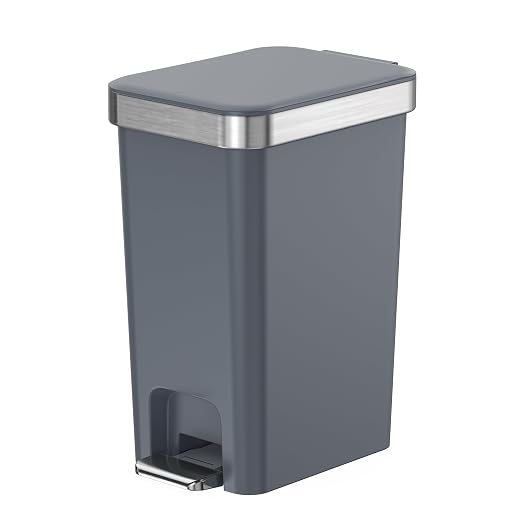 Small Bathroom Trash Can with Lid Soft Close, 10 Liter/2.6 Gallon Slim Garbage by Onlcuk