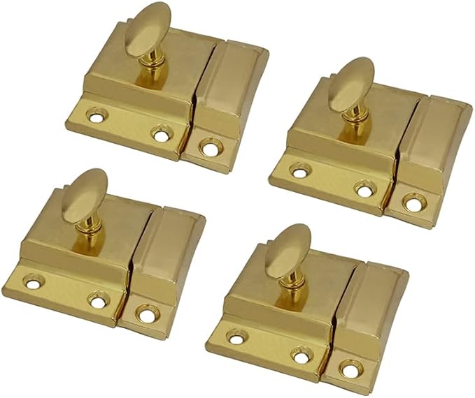 QCAA Oval Turn Cabinet Latch, for Cupboard & Other Furniture, Brass Plated by QCAAHardware