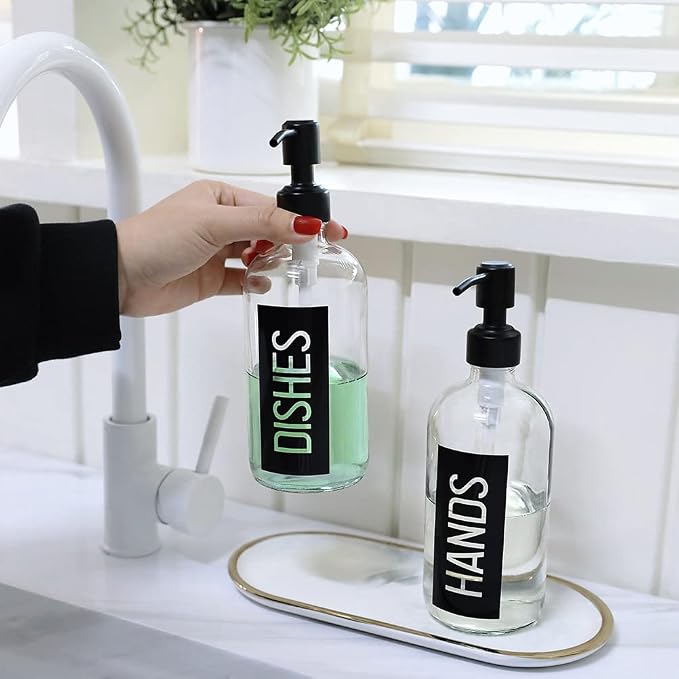 JASAI 2Pack 18OZ Glass Soap Dispenser, Kitchen Dispenser - Image 6