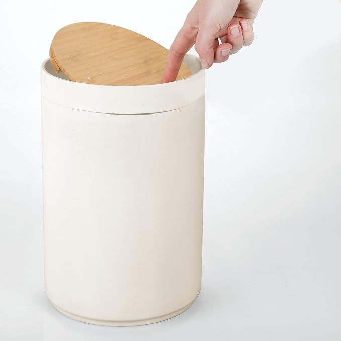 mDesign Plastic Round Trash Can Small Wastebasket - Image 4