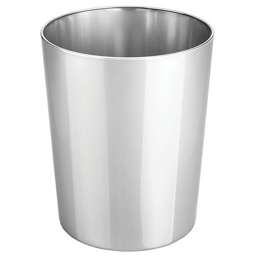 mDesign Round Metal Small 1.7 Gallon Recycle Trash Can Wastebasket, Garbage - Image 6