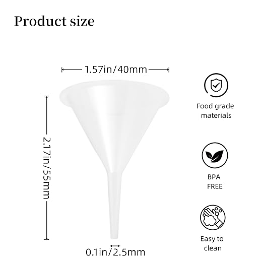 12 Pcs Small Funnel & Mini Funnel 1.57" Opening, 0.1" Narrow Tip - Image 2
