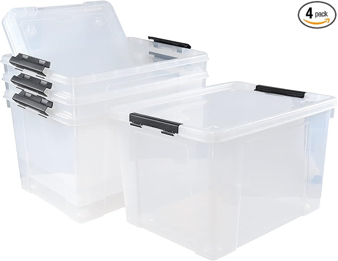 4 Pack Clear Storage Latch Bin by Drephia