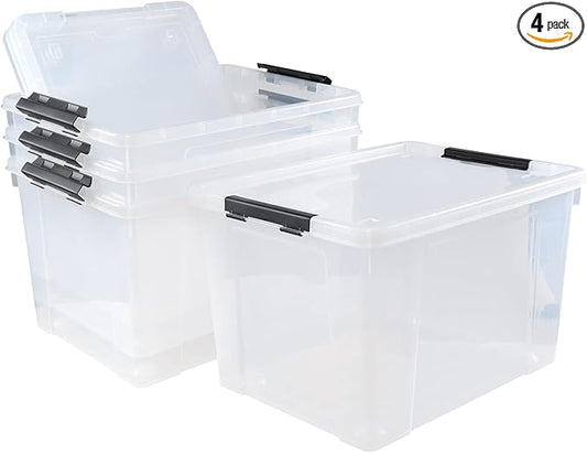 4 Pack Clear Storage Latch Bin by Drephia