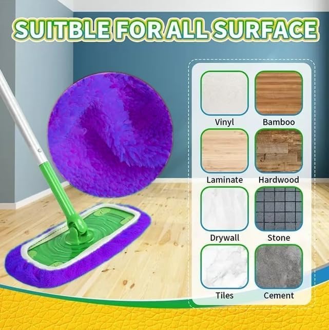 Microfiber Mop Pads - 4 Pack Reusable Washable Refills for Wet & Dry Floor Cleaning - Fits Most Standard Mops - Purple Household Cleaning Pads