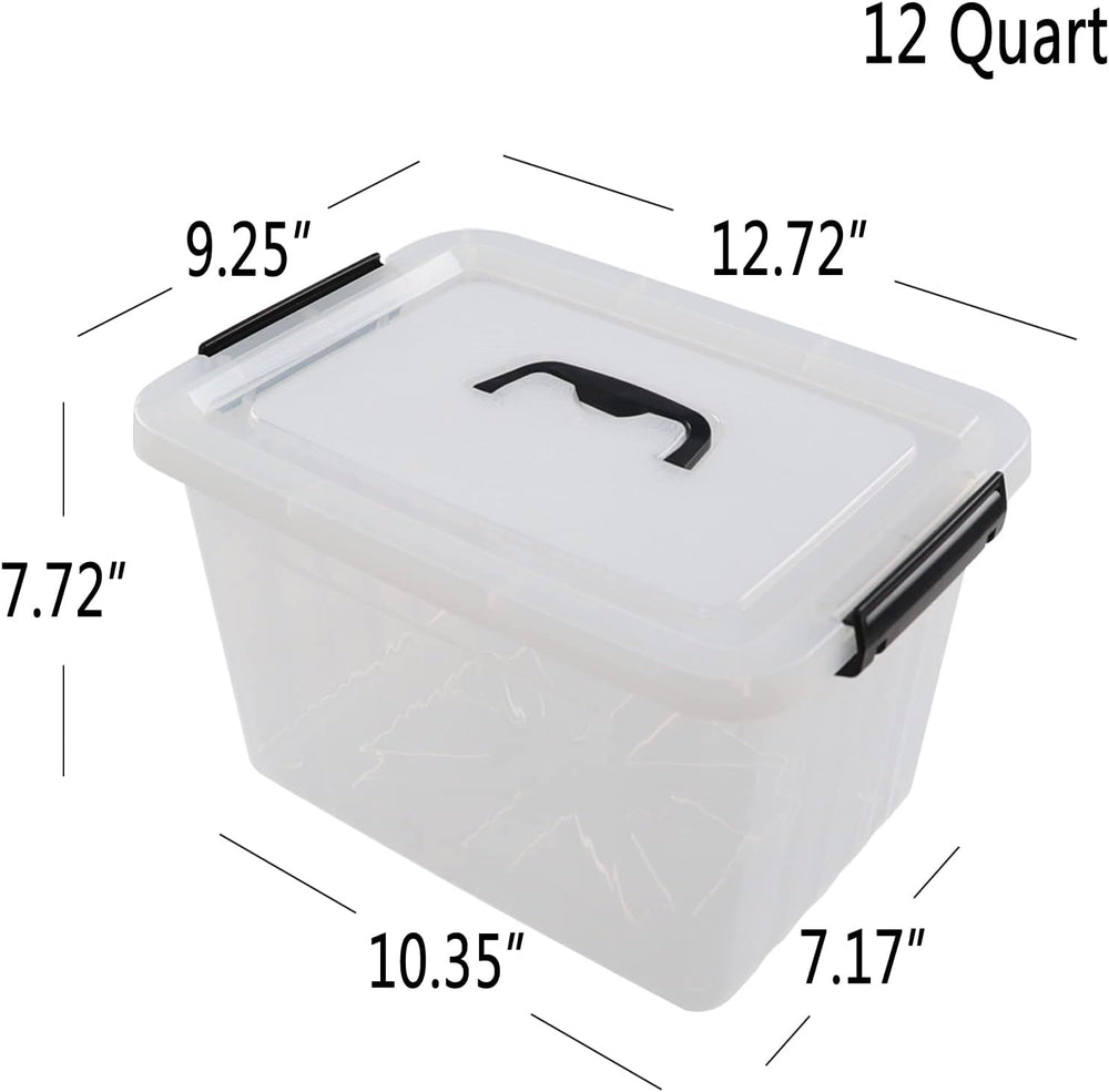 Ggbin 12 Quart Latching Storage Box Set of 6, Clear Lidded Container Bin
