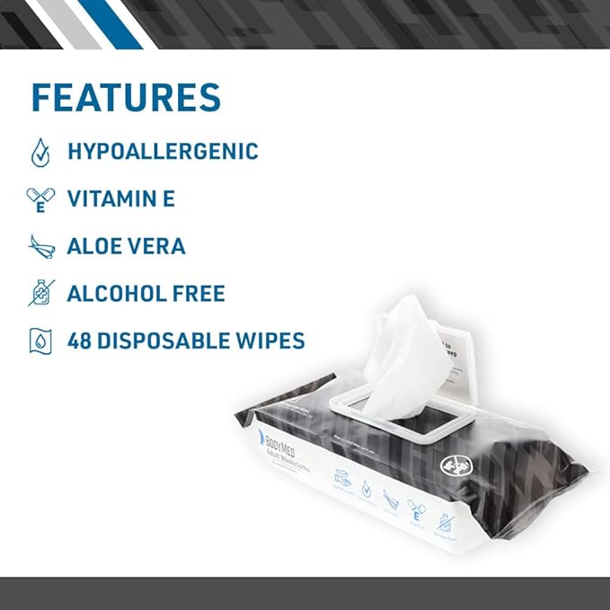 BodyMed Adult Disposable Incontinence Wipes, 48 Wipes/Pack - Image 3
