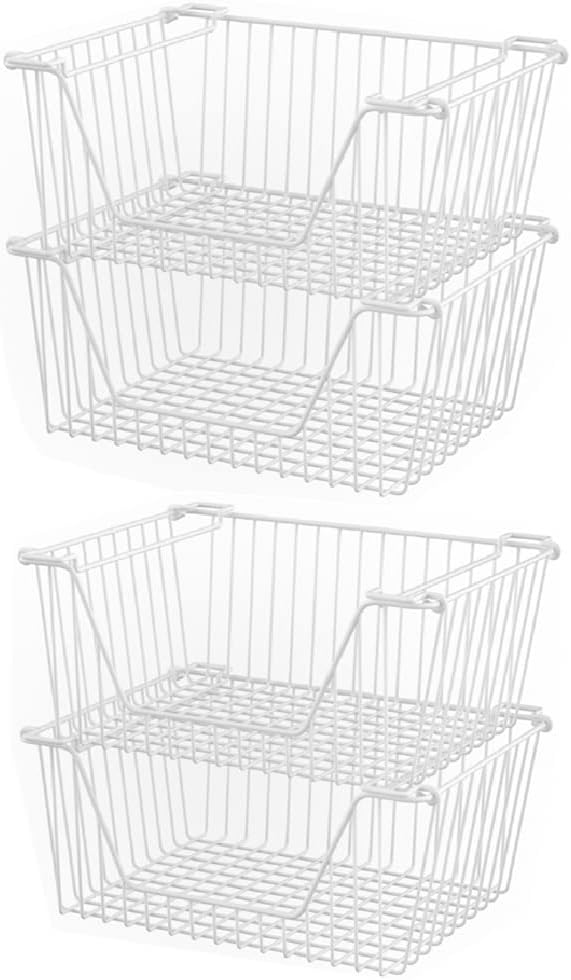 Slideep 14'' Large Stackable Storage Baskets Cabinet Organizer Sturdy...