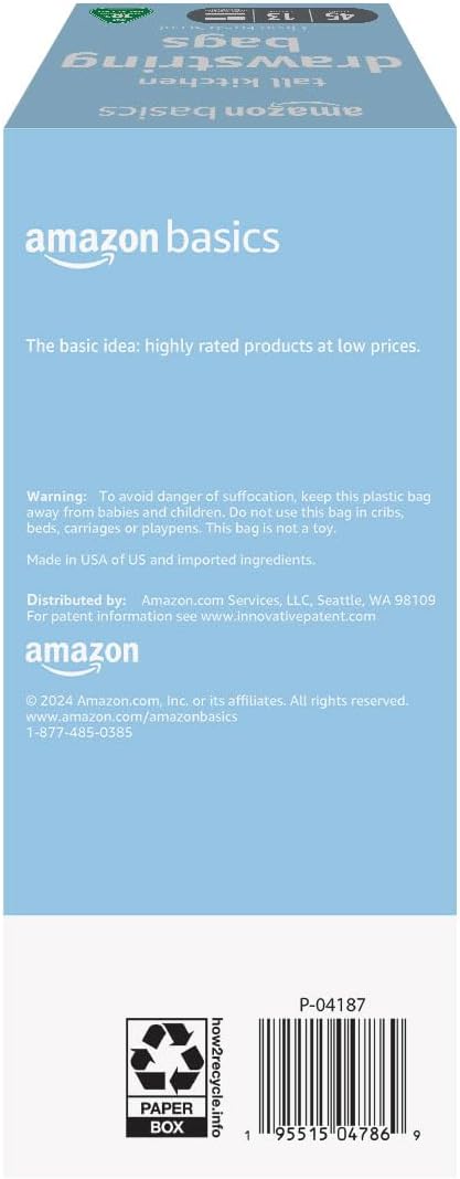Amazon Basics 13 Gallon Tall Kitchen Drawstring Trash Bags, Clean Fresh Scent - Image 2