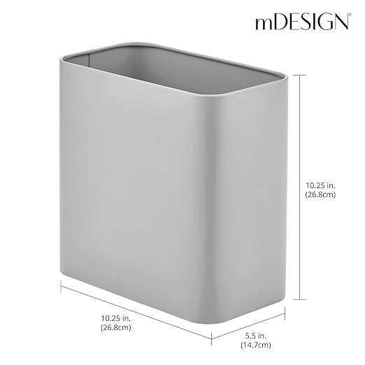 mDesign Small Metal 2.4 Gallon Trash Can Wastebasket Garbage Bin - Image 3