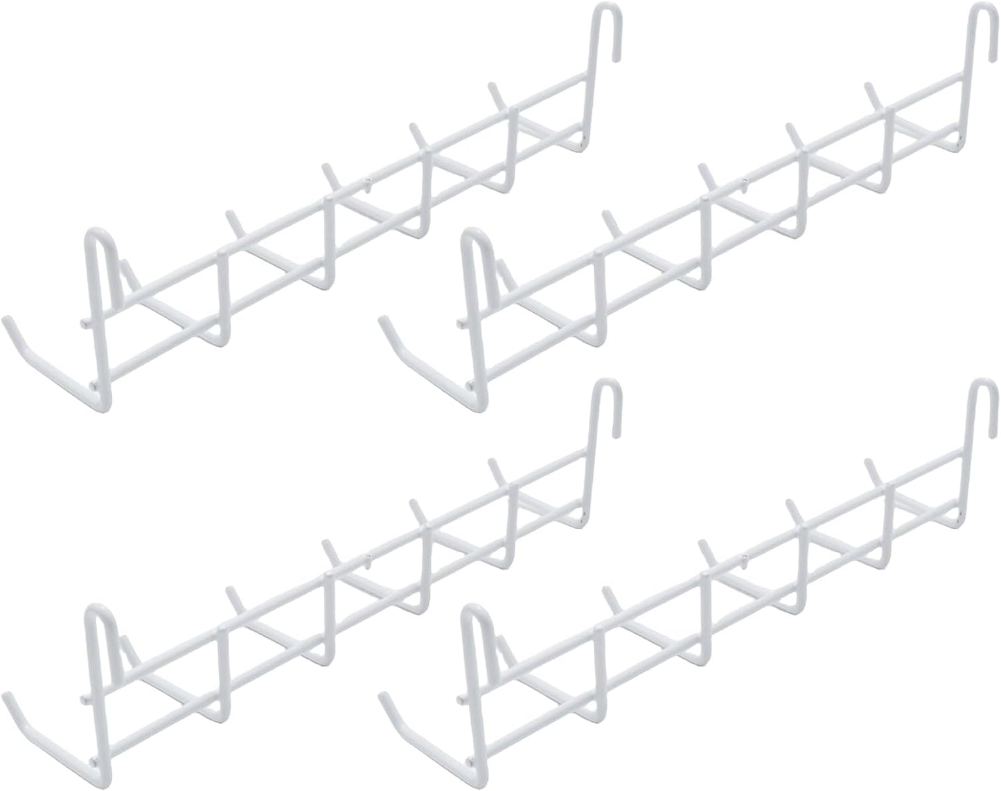 4 Pack Metal Grid Wall Hanging Hooks, Grid Wall Accessories, Heavy Duty Storage Hooks Rack for Door Back Wall Mount Storage and Display, Hook Attachment for Wire Shelving (4 x Hanging Hooks（White）)