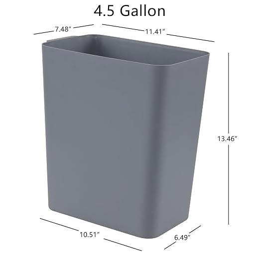 3-Pack 4.5 Gallon Plastic Rectangular Wastebasket, Slim Bathroom Trash Can - Image 2