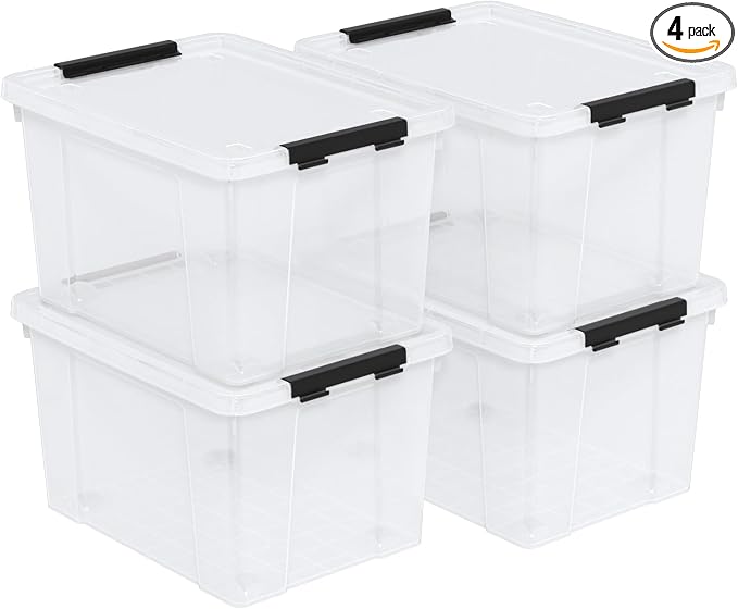 Set of 4 34 L Stackable Plastic Storage Bins by Nihenok
