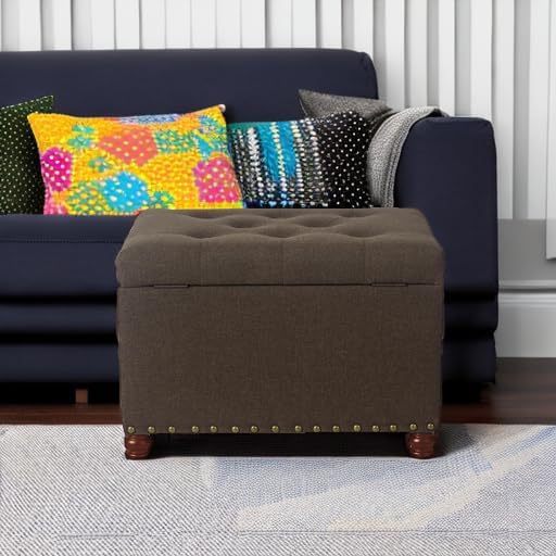 Joveco Storage Ottoman Linen Tufted Bench, Rectangular Footrest Footstool - Image 6