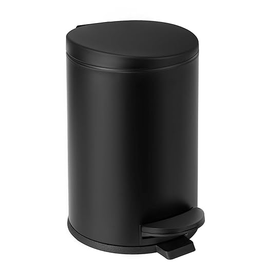 TIPGO 1.2 Gallon Small Black Trash Can, 4.5 Liters Bathroom Garbage Can by TIPGO