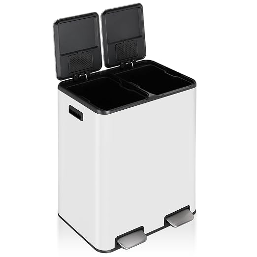16 Gal Dual Trash Can, Stainless Steel Kitchen Garbage Bin, Recycle Dustbin - Image 10
