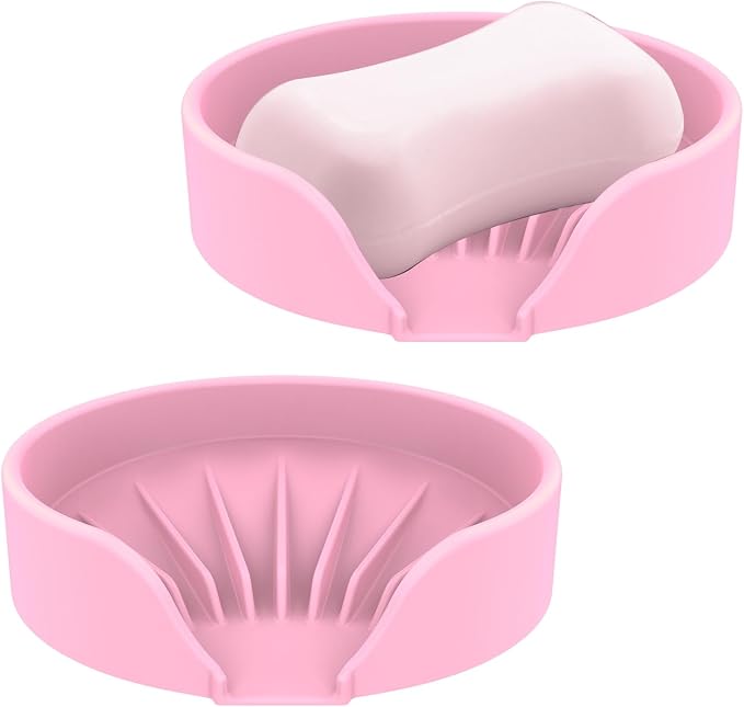Self Draining Soap Dish, Silicone Suction Cup Soap Holder Tray Savers Container by UltraKeno