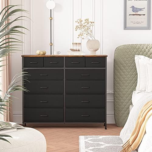 VASICAR Large Dresser for Bedroom with 12 Drawers, Tall Fabric Dressers