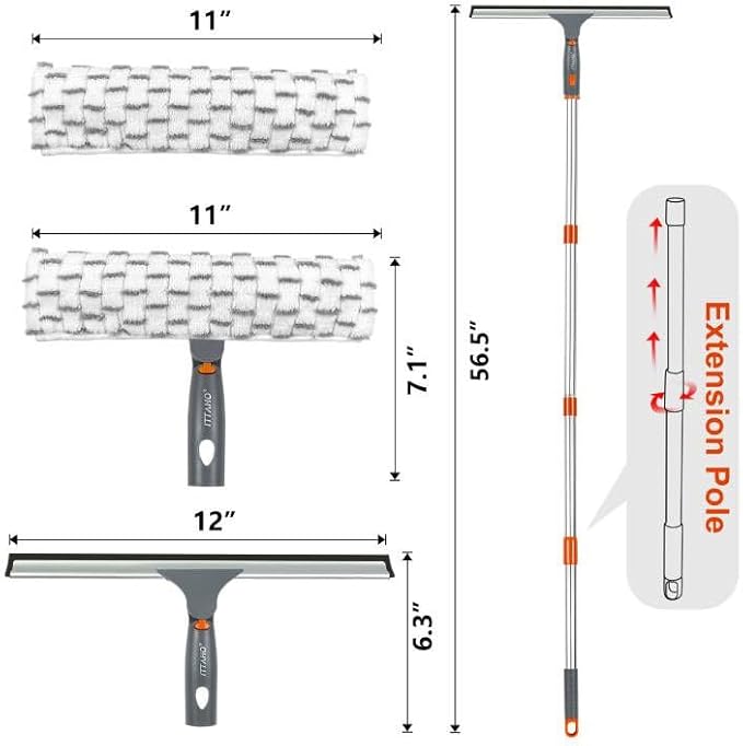 ITTAHO Squeegee for Window Cleaning, Extendable Window Cleaner for Car - Image 8