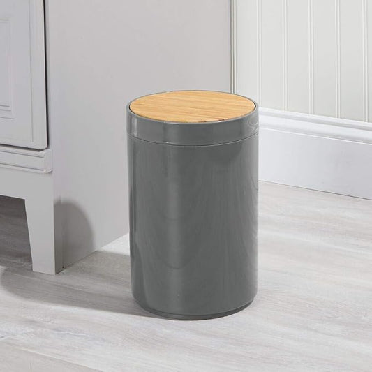 mDesign Plastic Round Trash Can Small Wastebasket - Image 2