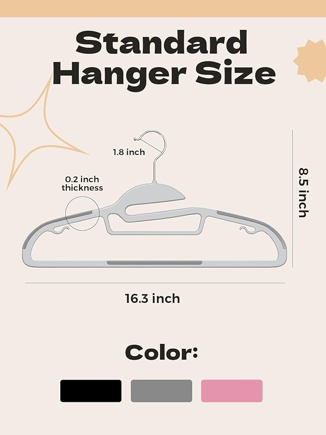 HOUSE DAY Grey Plastic Hangers 50 Pack, Slim Space Saving, Non Slip Hangers - Image 8