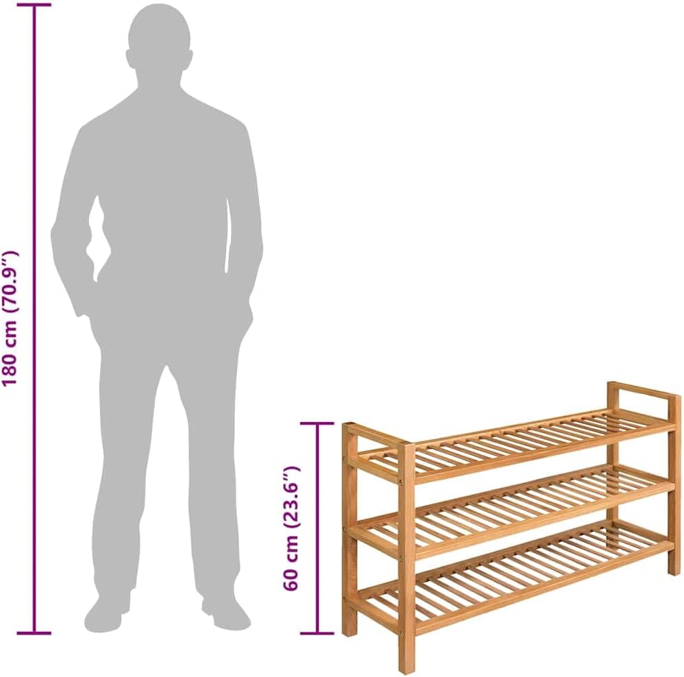 vidaXL Oak Shoe Rack 3 Levels Shoe Rack Shoe Rack Wooden Stand Shelf
