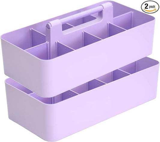 2 PACK Portable DIY 8 Dividers Durable Plastic Tote Tool & Supply Cleaning Caddy by EnjoyOrganizer