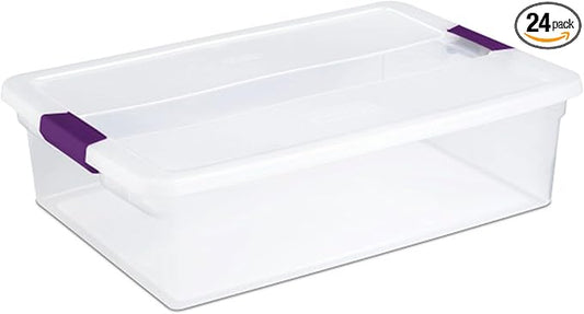 Sterilite 24-Pack ClearView Latch Box, Stackable Storage Organizer Bins by Sterilite