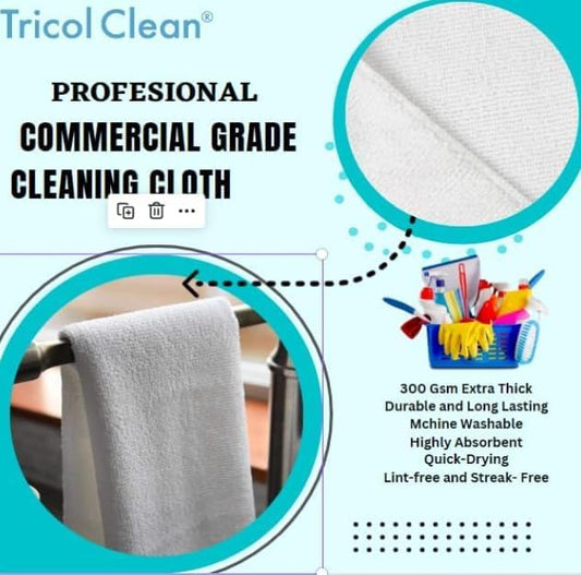Tricol Clean Professional Extra-Thick Microfiber Cleaning Cloth 12 Pack White - Image 2