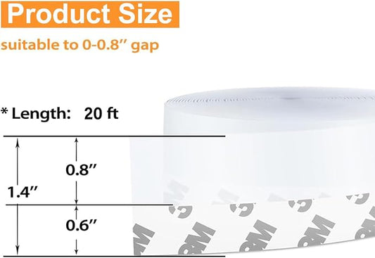 20 Ft Weather Stripping Door Seal Strip, Shower Door Bottom Seal, Self Adhesive - Image 2