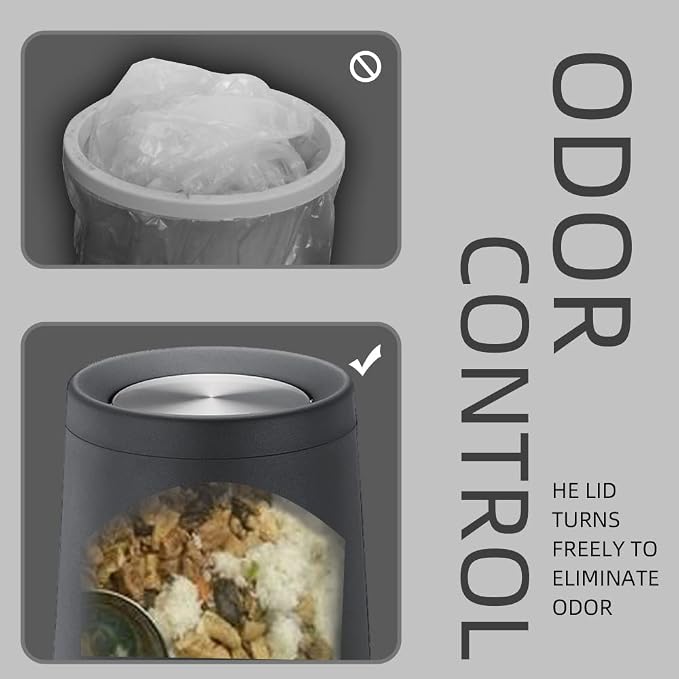 Household Swing Black Bathroom Trash Can，Brushed Stainless Steel，10 L/3 - Image 3