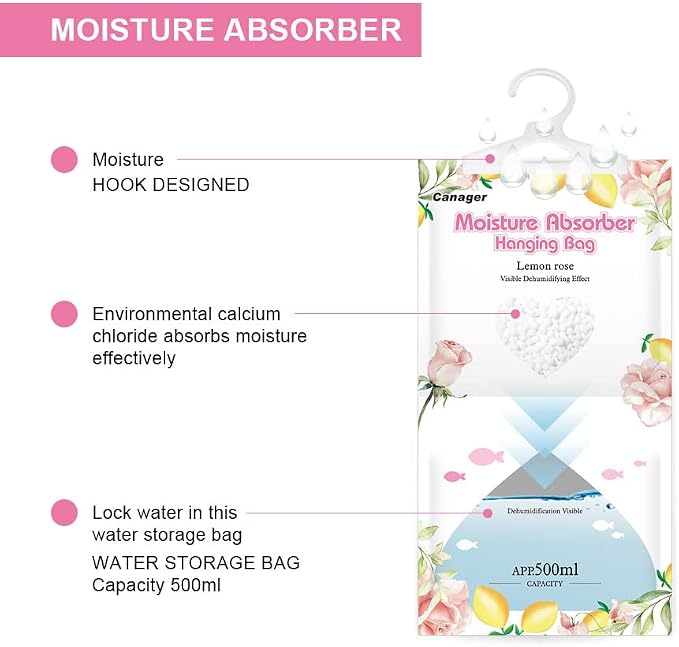 CANAGER Hanging Moisture Absorber, Lemon Rose Moistureproof Hanging - Image 3